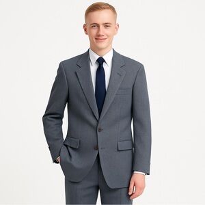 Burberry London Kensington Blue Herringbone Alpaca & Wool Tweed Blazer 42 Long